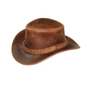 3655 Genuine Leather Cowboy Western Hat – Unisex- Uv Protection (us